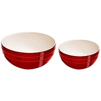 STAUB Stoneware Ramekins Ceramic 2-pc Nested Mixing Bowl Set-Cherry