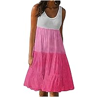 2024 New Women's Summer Dresses Beach Casual Sleeveless Floral Print Boho Tank Dress V Neck Loose Sundress with Pocket