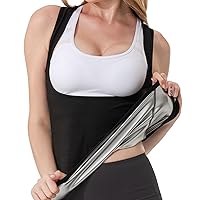 Portzon Sweat Vest For Women Weight Loss Sweat Workout Tank Top Slimming Sauna Shirt, Heat Trapping Sweat Compression Vest