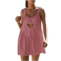 Tennis Dress For Women Uk Elegant Plain Color Ladies Tennis Outfit Sports Dress With Shorts Playsuit Casual Loose Fit Suits With Built In Bra Plus Size Tennis Athletic Summer Beach Holiday Training