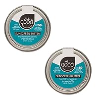 All Good Zinc Butter Sunscreen - Travel Size, Zinc Oxide Face, Nose, Ears Sunscreen, UVA/UVB Broad Spectrum SPF 50+ Water Resistant, Coral Reef Friendly (1 oz)(2-pack)