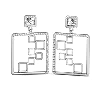 VVS Square Drop Style Diamond Earrings 0.88 Ctw Natural Diamond With 14K White/Yellow/Rose Gold Earrings With VVS Certificate