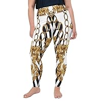 Plus Size Leggings for Women Girls Chaotic Gold Chain White Yoga Pants