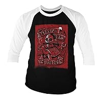 Officially Licensed La Tortuga - Hola Death Baseball 3/4 Sleeve T-Shirt (White-Black)
