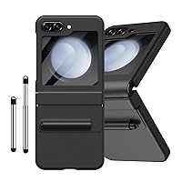 Phone Flip Case Full Body Protection Case Compatible with Samsung Galaxy Z Flip 5 ,PU Leather Hinge + Hard PC Shell Ultra Thin Slim Durable Protective Phone Cover Galaxy Z Flip5 Case with S-pen Slot p
