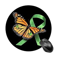 Monarch Butterfly with Hope Kidney Disease Awareness Round Mouse Pad Anti-Slip Rubber Base Desk Mat for Gaming Office Laptop Computer