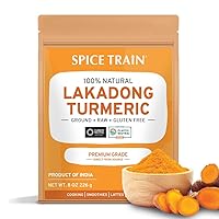 SPICE TRAIN Lakadong High Curcumin Turmeric Powder (226g/ 8oz) Non GMO, Gluten Free, 100% Raw, Sourced from India, High Curcumin, Premium Quality, Packed in Resealable Ziplock Pouch