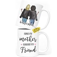 Custom Mother's Day Gift from Daughter with Names Hairstyle and Skin Tones, Personalized Mom Mug, Mom Birthday Gift, First My Mother, Forever My Friend Coffee Mug 11 Oz