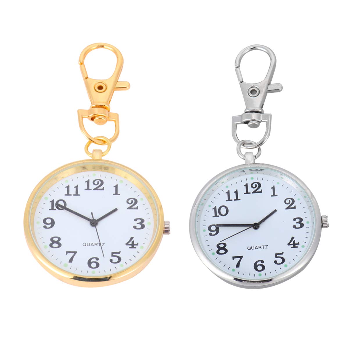 NICERIO 2pcs, Nurse Pocket Watch Keychain - Vintage Round Classical Pocket Key Chain Watch Pendant Pocket Watch for Nurse Doctor