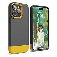elago Glide Armor Case Designed for iPhone 14 Pro Max Case, Drop Protection, Shockproof Protective TPU Cover, Upgraded Shockproof, Mix and Match Parts, Enhanced Camera Guard [Dark Gray/Yellow]