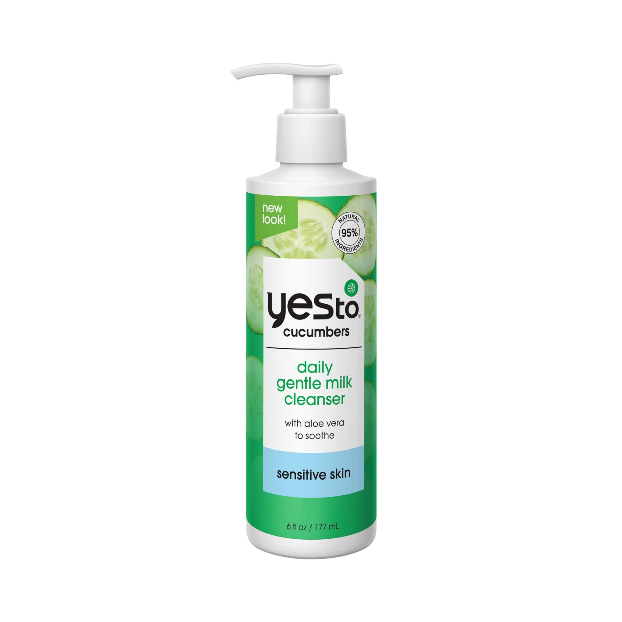 Yes To Cucumbers Daily Gentle Milk Cleanser, Soothing Face Wash That Won't Strip Your Skin & Holds Moisture, With Cucumber Extract, Soy Proteins & Green Tea, Natural, Vegan & Cruelty Free, 6 Fl Oz