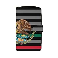 American Mexico Flag Funny RFID Blocking Wallet Slim Clutch Organizer Purse with Credit Card Slots for Men and Women