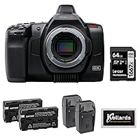 Blackmagic Design Pocket Cinema Camera 6K G2 Bundle with Lexar 64GB Pro SDXC Card and Watson NP-F550 Batteries with Chargers (2-Pack)