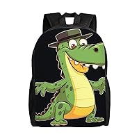 Laptop Backpack for Women Men Lightweight Daypack With Side Mesh Pockets Funny crocodile cartoon Backpacks