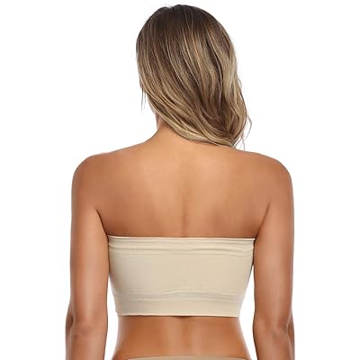 ANGOOL Strapless Comfort Wireless Bra with Slip Silicone Bandeau Bralette  Tube Top
