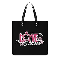 Love Dance PU Leather Tote Bag Top Handle Satchel Handbags Shoulder Bags for Women Men