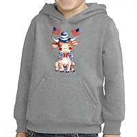 Bull Design Toddler Pullover Hoodie - Patriotic Sponge Fleece Hoodie - USA Flag Hoodie for Kids