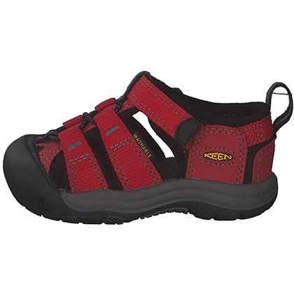 KEEN Boy's Newport H2 Closed Toe Sport Sandal Water Shoe, Ribbon Red/Gargoyle, 4 Toddler