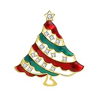 1PC Brooch Copper Hollow Christmas Tree Shape Zircon Inlaid Decorative Breastpin Brooch for Madam Lady Girl Women