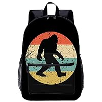 Bigfoot Retro Sasquatch 17 Inch Laptop Backpack Large Capacity Daypack Travel Shoulder Bag for Men&Women