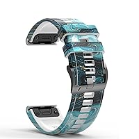 Sport Printing Silicone Watchband Wrist Straps for Garmin Fenix 7X 7 6X 6 Pro 5X 5 Plus 3 3HR Easy Fit Quick Release 26 22mm Bracelet (Color : Color J, Size : 26mm Fenix 7X)