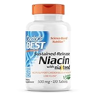 TimeRelease Niacin with Niaxtend NonGMO Vegan Gluten Free 500 mg Tablets, 120 Count