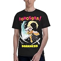 Anime Konosuba Darkness T Shirt Men's Short Sleeve Shirts Fashion Casual Tee Black