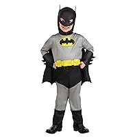 Toddler Classic Batman Costume, Black Superhero Suit, Cape, Mask & Foam Muscles for Movie Hero Cosplay Dress-Up