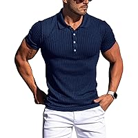 Muscle Polo Shirts for Men Slim Fit Short Sleeve Golf Shirts Men Dry Fit Shirts Casual Stylish Clothing