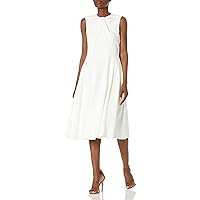 Maggy London Women's Sleeveless Round Neck Fit and Flare Midi Dress