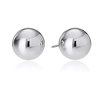Amazon Essentials Sterling Silver Polished Ball Stud Earrings (8mm)