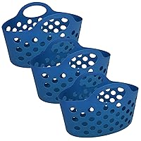 Basket with Handles 3 count Plastic Oval Carry Totes 12