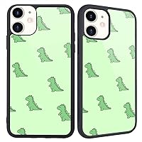 MAYCARI for iPhone 11 Case Green Dinosaur, Cute Pattern Design Hard Back Case with Soft TPU Bumper for Girls Women Protective Phone Case for iPhone 11