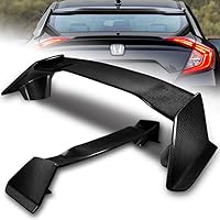 Rear Trunk Lid Spoiler Wing Compatible with 2016-2021 Honda Civic EX-L LX EX DX Si Sport 4DR/Sedan Model, Real Carbon Fiber Rear Trunk Spoiler Wing, Type-R Style, 2017 2018 2019 2020
