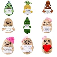 9 Pcs Positve Life Potato Pickle Pineapple Avocado Poo, Emotional Support Potato Encouragement Card for Cheer Up Birthday Party Gifts for Home Office Decoration, Funny Reduce Pressure Toy