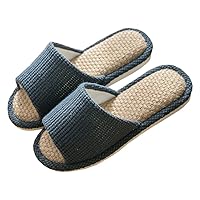 House Slippers, Indoor and Outdoor Cotton Flax Slippers, Women's and Men's Casual Soft Non-slip Open Toed Mute Slippers