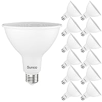 Sunco Lighting 12 Pack 1800 Lumens Outdoor LED Flood Light Waterproof PAR38 LED Bulb, Dimmable, 15W=150W, 3000K Warm White, E26 Base, UL Energy Star Listed