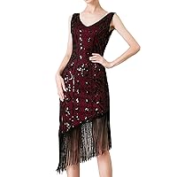 XJYIOEWT Summer Dresses for Women 2024 Long Back Short Front, Sexy Party Fashion Neck Sequin Fringe Dress Nightclub SLE