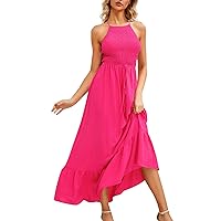 Womens Summer Dresses 2024 Solid Color Temperament Fashion Sexy Beach Dresses
