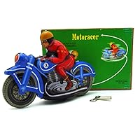 Retro Wind-Up Motorcycle Toy, Spring Tin Toys Adult Collection Toy Novelty Ornament Blue