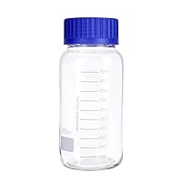 3 Pack 1000 mL Wide Mouth Graduated Round Reagent Media/Storage Lab Glass Bottle With GL80 Blue Polypropylene Screw Cap…
