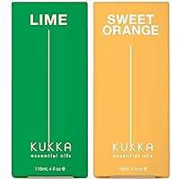 Lime Essential Oil for Skin & Orange Essential Oil for Diffuser Set - 100% Natural Aromatherapy Grade Essential Oils Set - 2x4 fl oz - Kukka