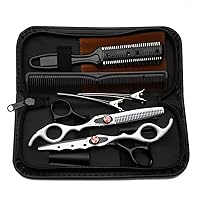Haircut Hairdressing Scissors Kit Hair Cutting Scissors Set Cutting & Thinning Scissors 6.0 Inch for Home Barber Salon Black,White