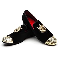 Men Genuine Leather Mens Metallic Textured Slip-on Glitter Loafers Shoes