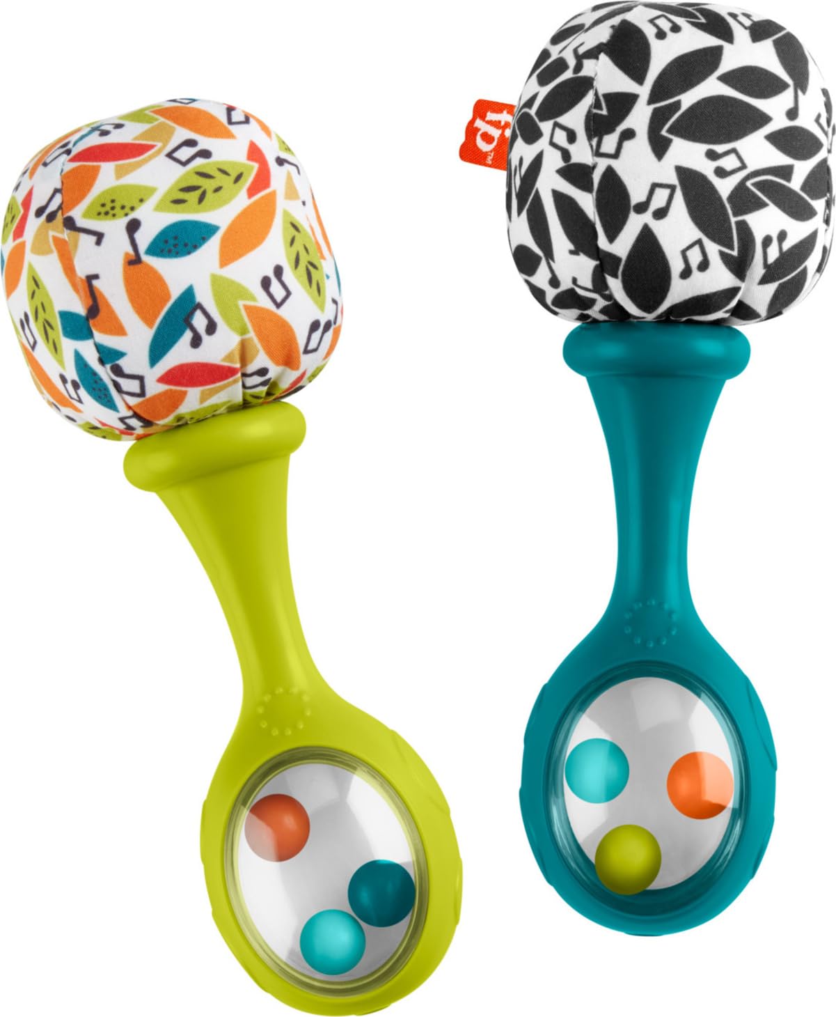 Fisher-Price Baby Newborn Toys Rattle ‘n Rock Maracas Set of 2 Soft Musical Instruments for Babies 3+ Months, Neutral Colors