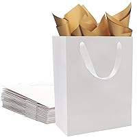 QIELSER 24Pcs White Gift Bags with Tissue Paper 8