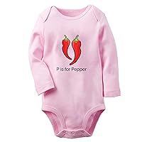 Babies P is For Pepper Funny Romper Newborn Baby Bodysuits Infant Veggies Novelty Jumpsuits Kids Long One-Piece Outfits
