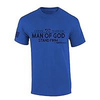 God's Warrior Man of God Stand Firm Bible Scripture Mens Christian Tshirt Jesus Cross Short Sleeve T-Shirt Graphic Tee