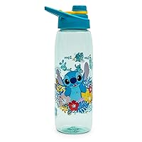 Silver Buffalo Disney Lilo and Stitch Tropical Refill Times Tritan Water Bottle, Screw Top Lid, 28 Ounces