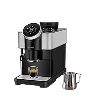 Dr.coffee H1 Fully Automatic Espresso Machine, Bean To Cup Coffee Machine, Espresso Coffee Maker With Steam Wand, 6 Customized Beverages For Home Use, Onyx Black/Cream White (Onyx black)